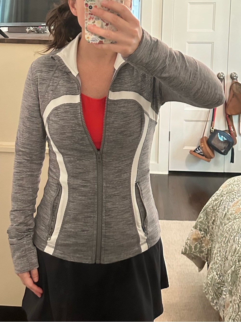 Lululemon Define Jacket Heathered Gray White Striped Full Zip | Size 6